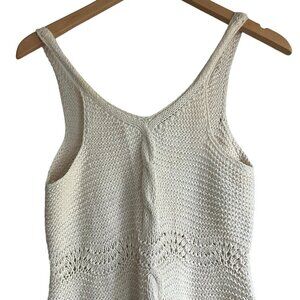 Neutral Ecru Beige Crochet Tank Dress US XS